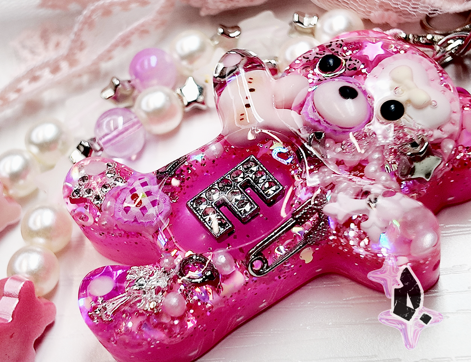 'Teddy' Custom Bag Charm (Pink)