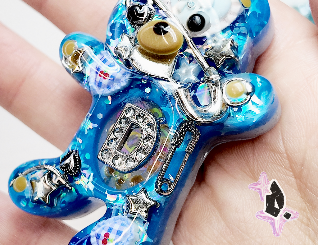 'Teddy' Custom Bag Charm (Blue)