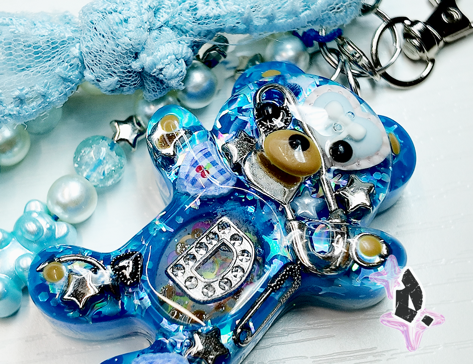 'Teddy' Custom Bag Charm (Blue)