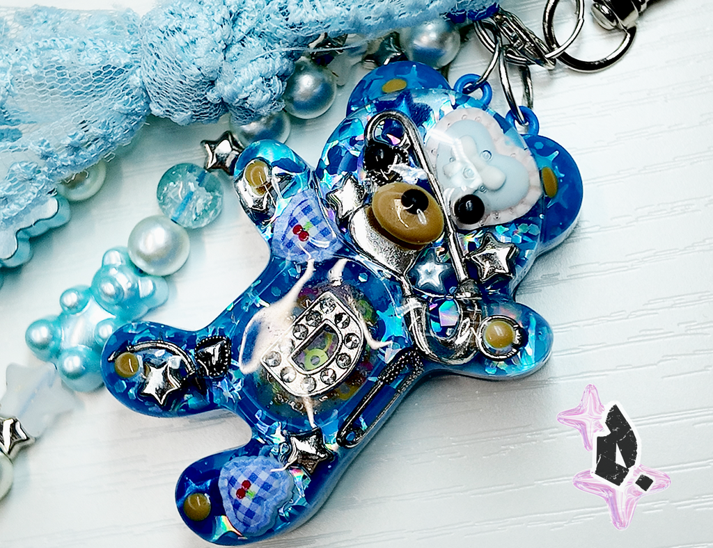 'Teddy' Custom Bag Charm (Blue)