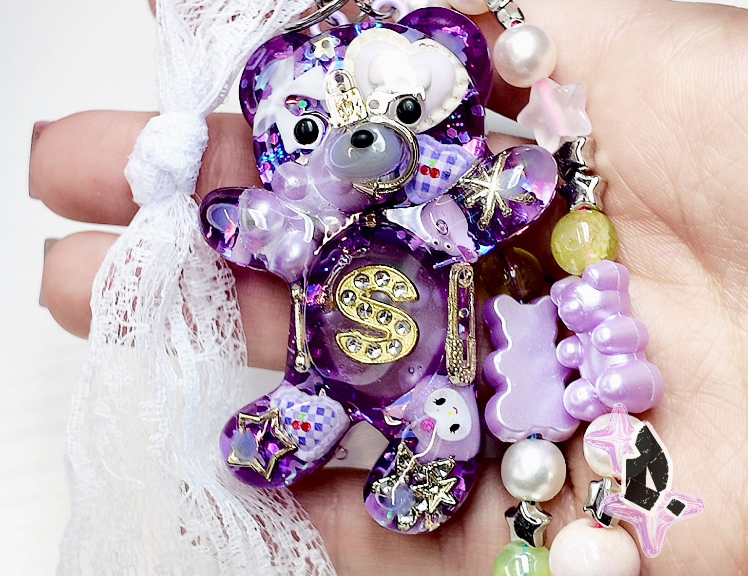'Teddy' Custom Bag Charm (Purple)