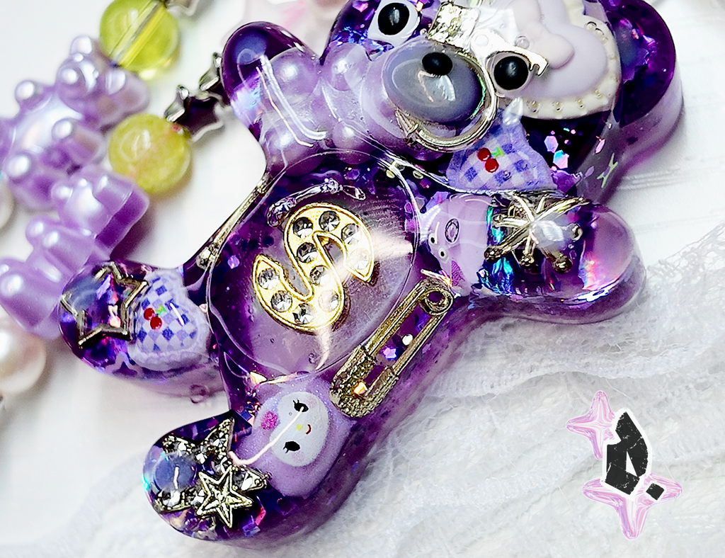 'Teddy' Custom Bag Charm (Purple)