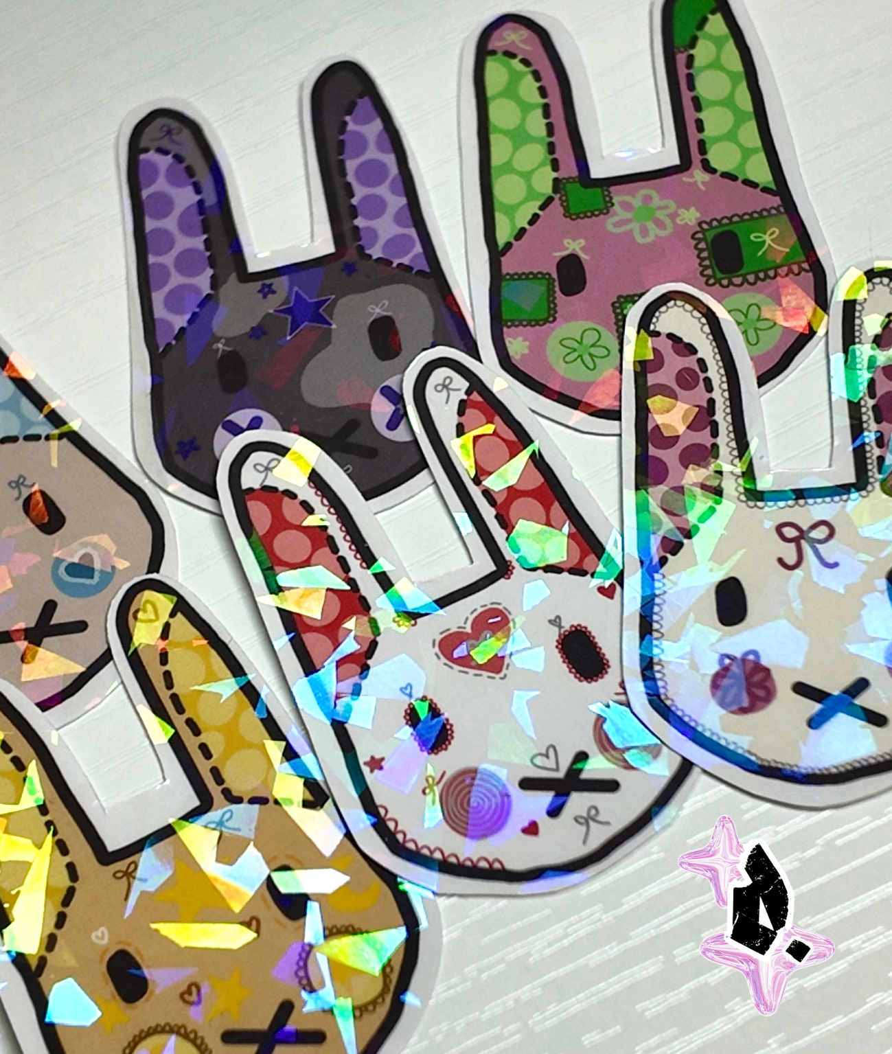 'Bunny Bunch' Holographic Stickers
