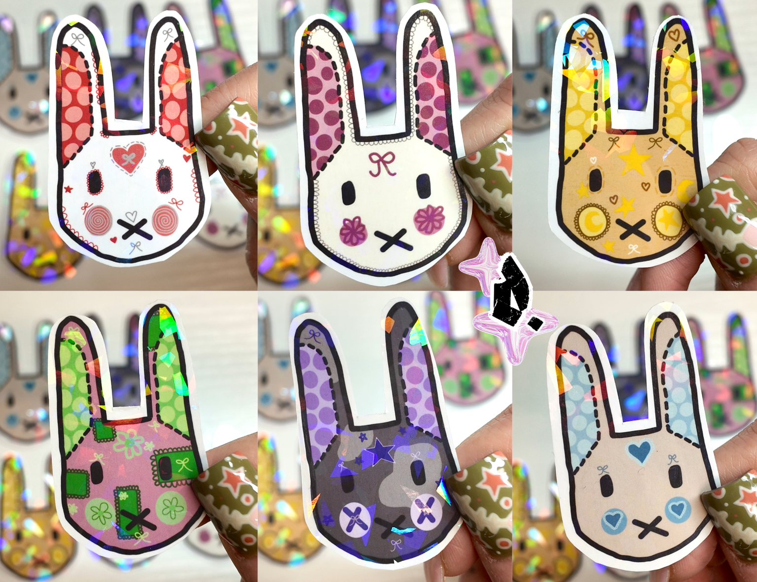 'Bunny Bunch' Holographic Stickers