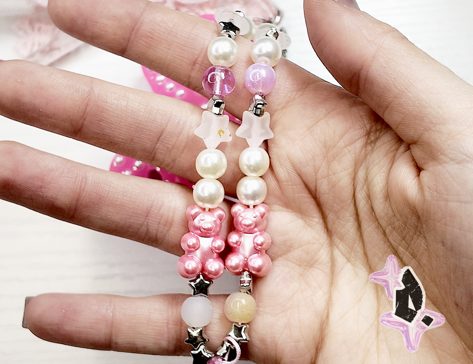 'Teddy' Custom Bag Charm (Pink)