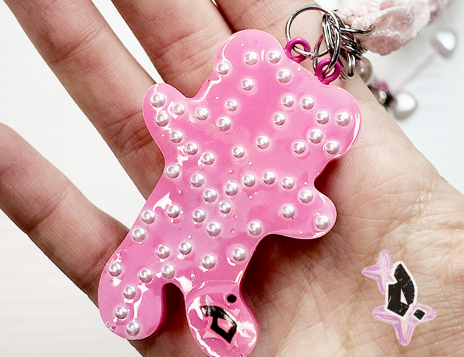 'Teddy' Custom Bag Charm (Pink)
