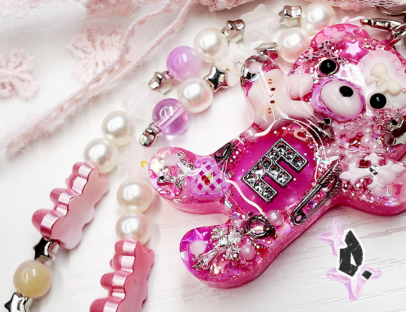 'Teddy' Custom Bag Charm (Pink)